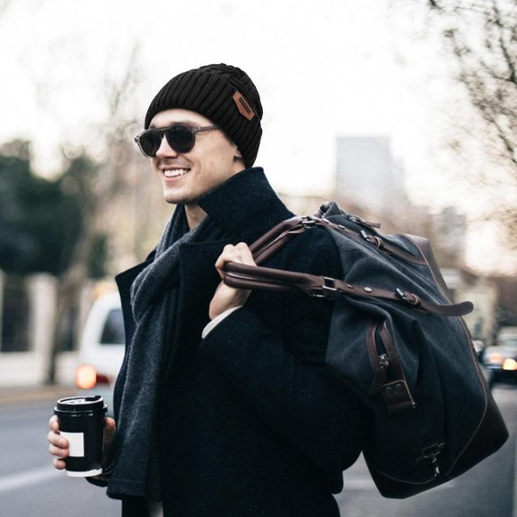 Men's Warm Knitted Thick Baggy Slouchy Beanie Skull Cap - Picture 8 of 9